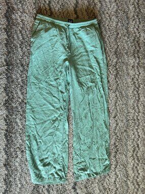 GAP Green Linen Pants Wide Leg Pull-On Summer Pants Women's Size Medium